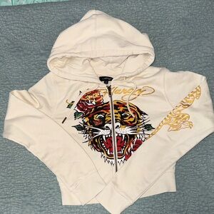 Ed Hardy White Hoodie with Bold Graphic
